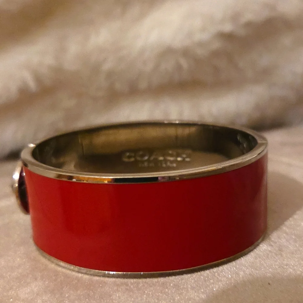 Coach Red Enamel Cuff Watch Bracelet